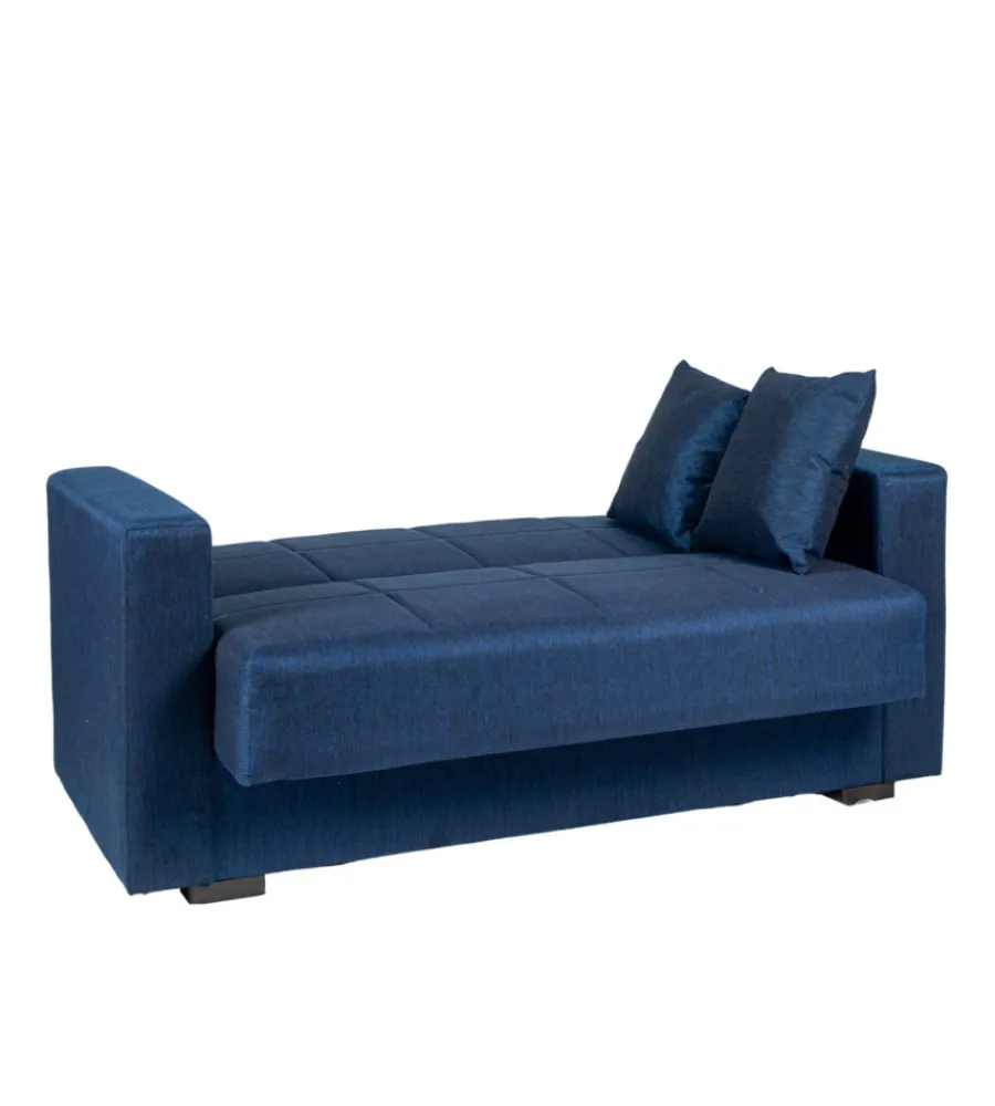 Divani-BellaHome Divano letto "nora" 2 posti in tessuto blu, 155x80x87 cm