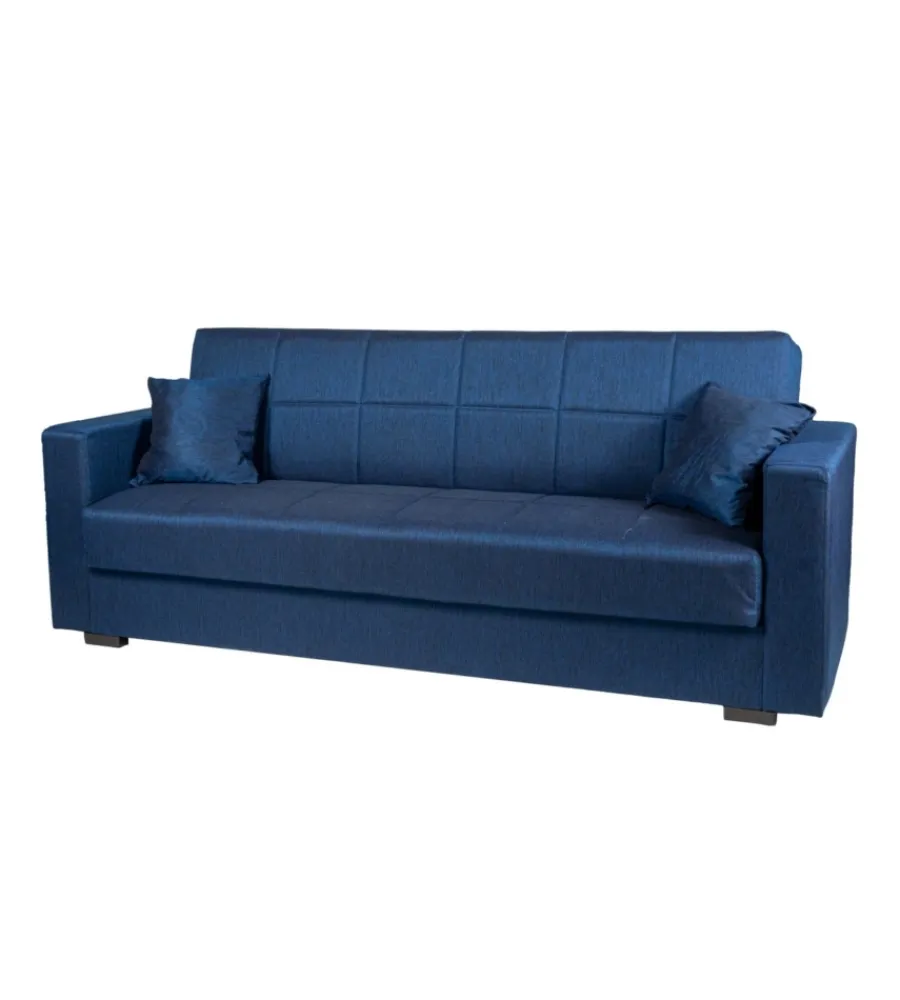 New Divano letto "nora" 3 posti in tessuto blu, 212x80x87 cm Divani
