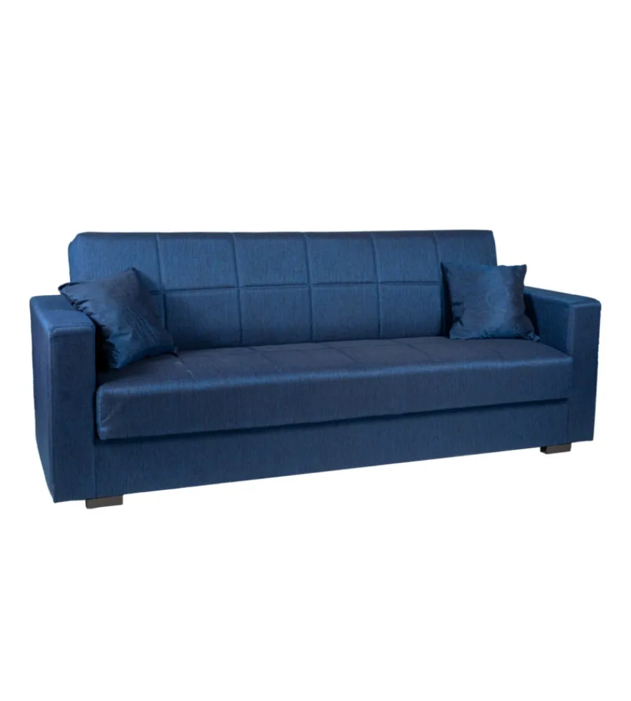 New Divano letto "nora" 3 posti in tessuto blu, 212x80x87 cm Divani