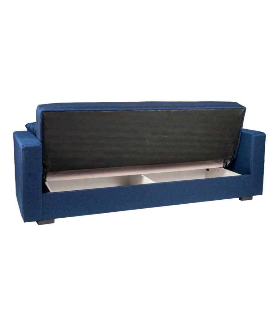 New Divano letto "nora" 3 posti in tessuto blu, 212x80x87 cm Divani