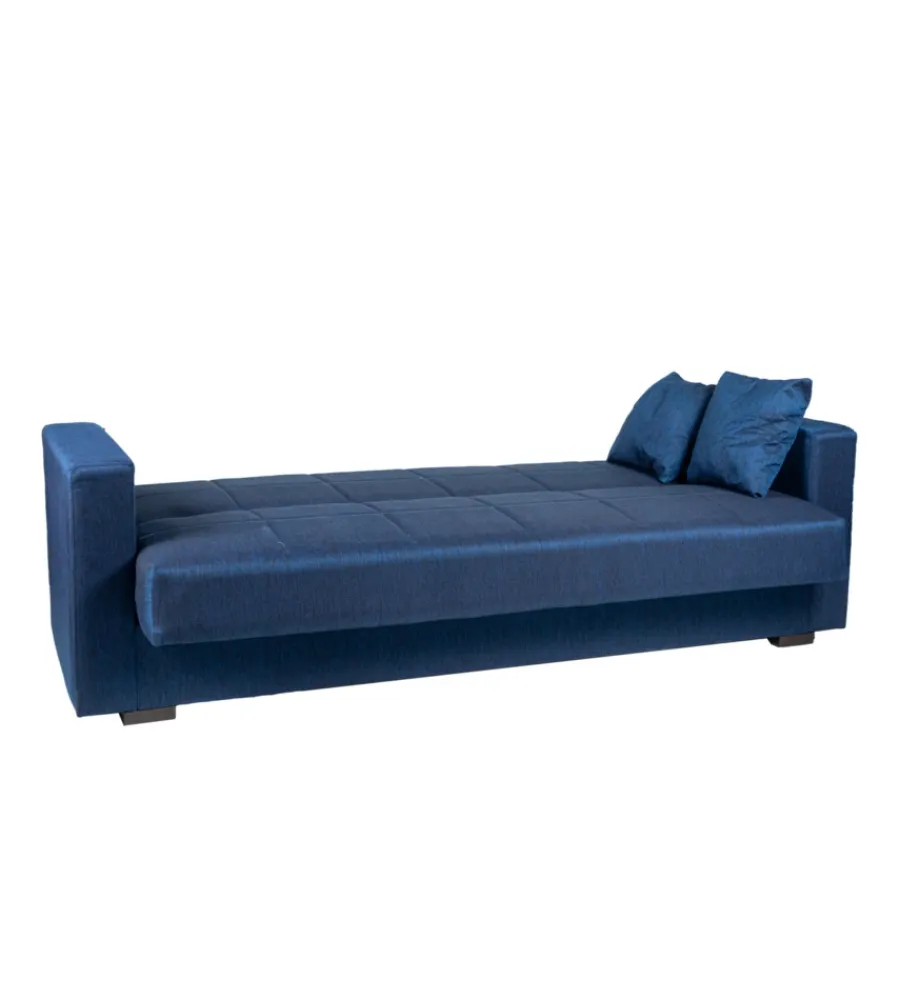 New Divano letto "nora" 3 posti in tessuto blu, 212x80x87 cm Divani