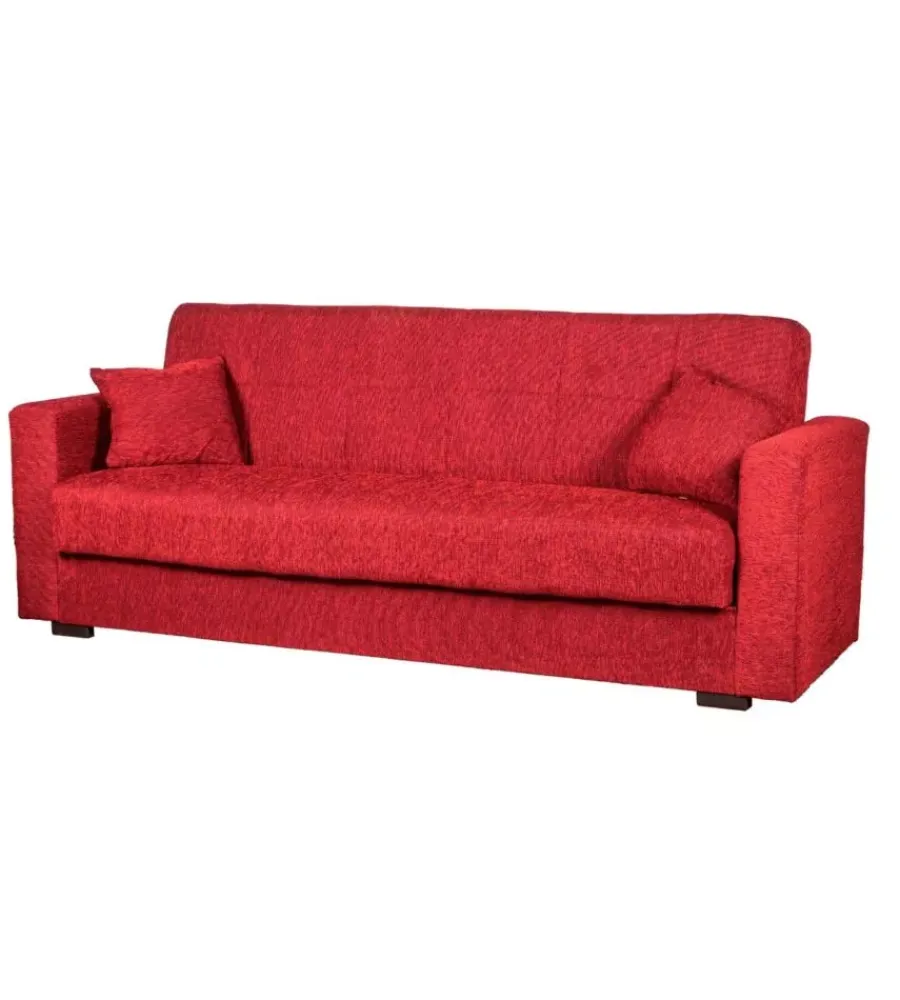 Sale Divano letto "nora" 3 posti in tessuto rosso, 212x80x87 cm Divani