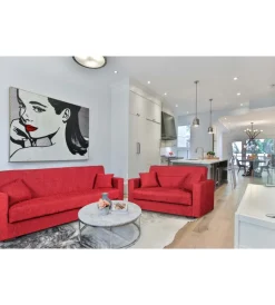 Sale Divano letto "nora" 3 posti in tessuto rosso, 212x80x87 cm Divani