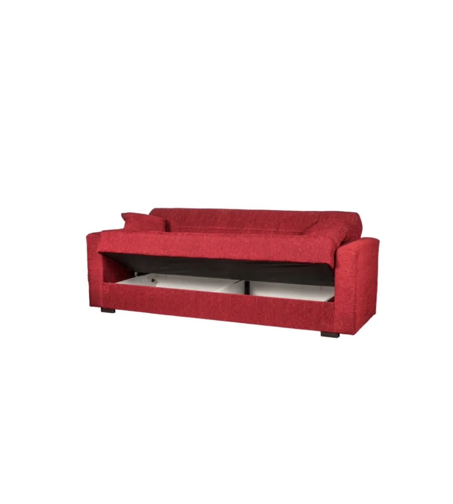 Sale Divano letto "nora" 3 posti in tessuto rosso, 212x80x87 cm Divani