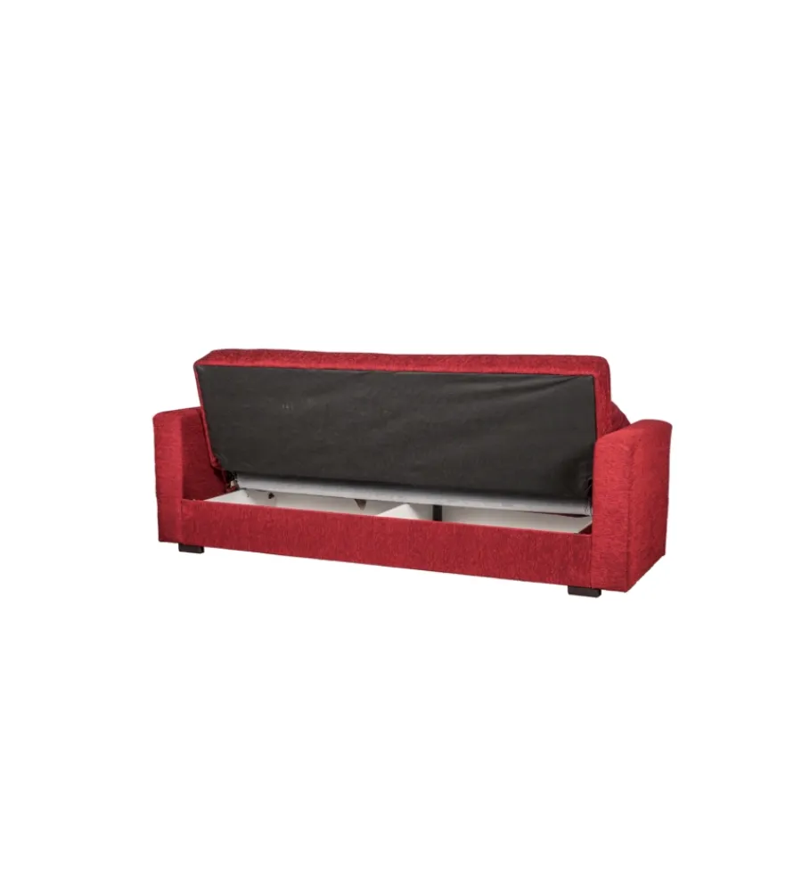 Sale Divano letto "nora" 3 posti in tessuto rosso, 212x80x87 cm Divani