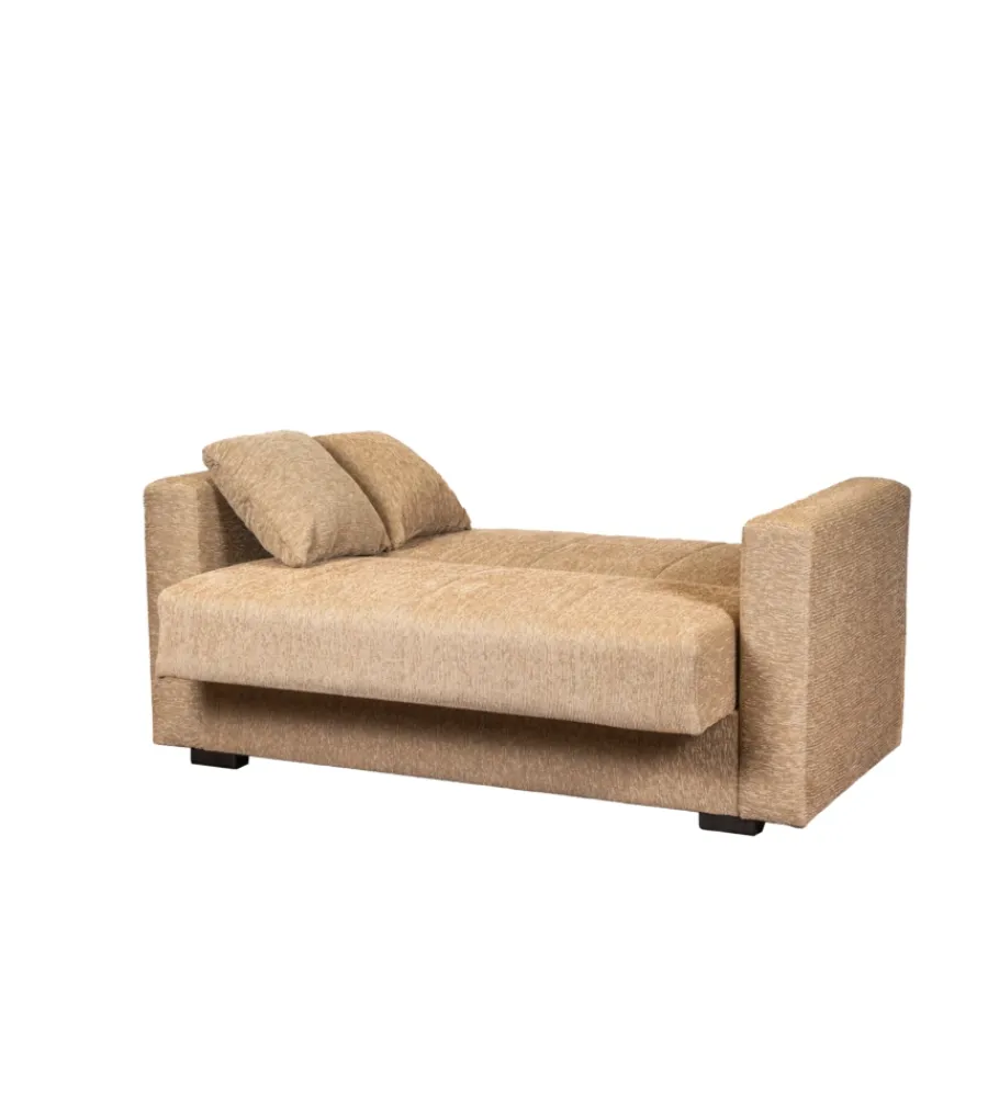 Divani-BellaHome Divano letto "nora" 2 posti in tessuto beige, 155x80x87 cm