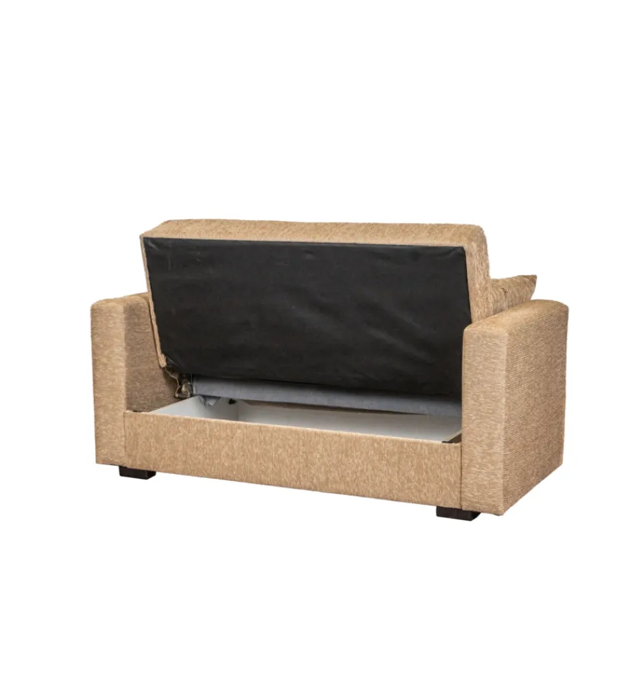 Divani-BellaHome Divano letto "nora" 2 posti in tessuto beige, 155x80x87 cm