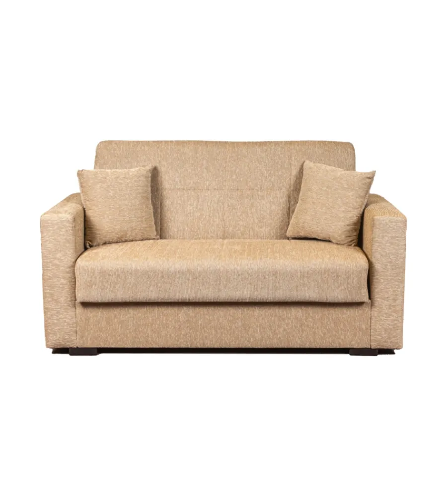 Divani-BellaHome Divano letto "nora" 2 posti in tessuto beige, 155x80x87 cm