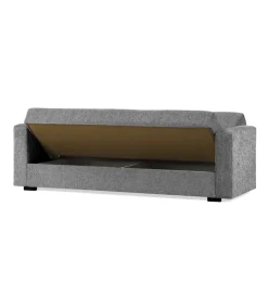 Divani-BellaHome Divano letto "nora" 3 posti in tessuto colore grigio, 212x80x87 cm