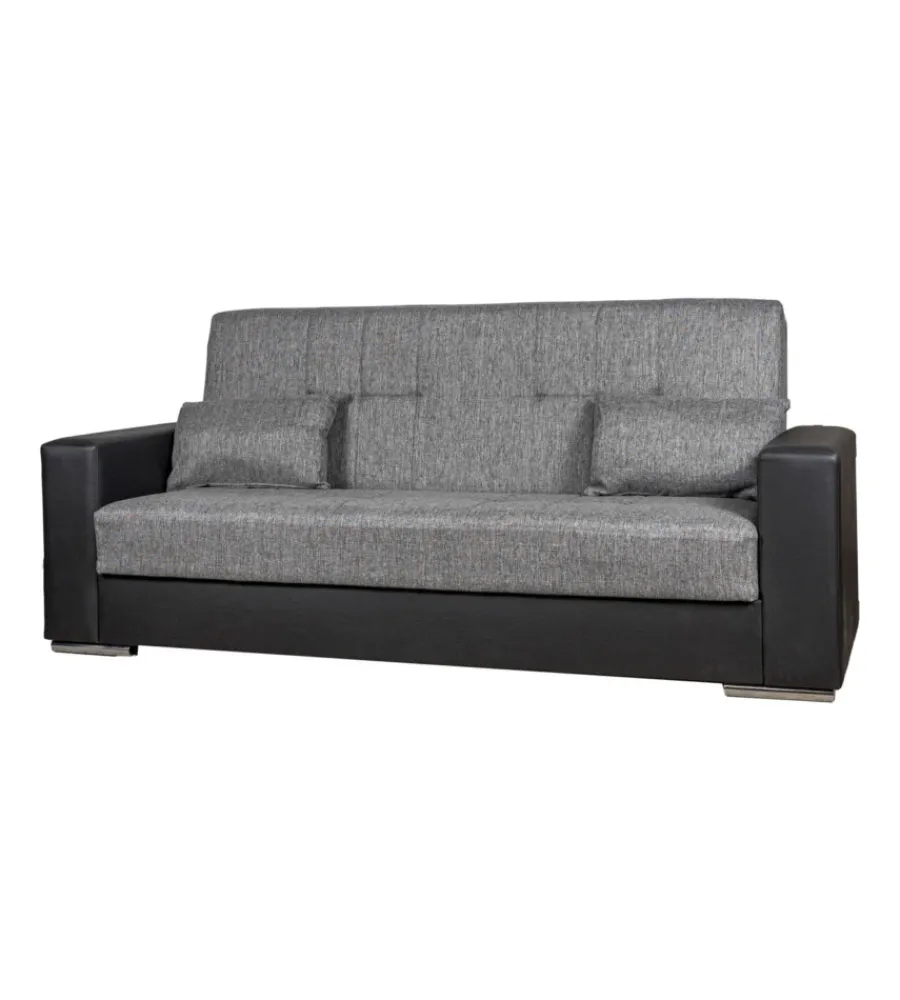Divani-BellaHome Divano letto "padova" 3 posti nero e grigio, 230x93x97 cm