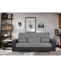 Divani-BellaHome Divano letto "padova" 3 posti nero e grigio, 230x93x97 cm