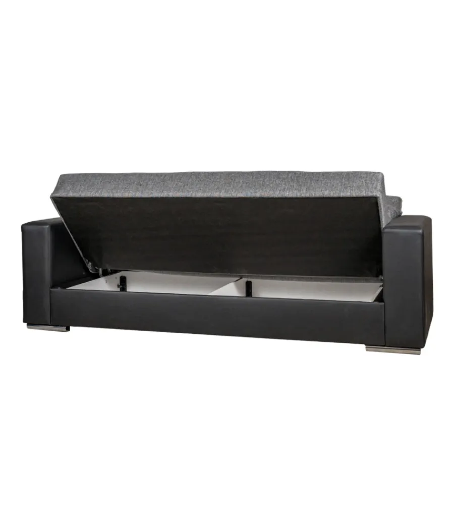 Divani-BellaHome Divano letto "padova" 3 posti nero e grigio, 230x93x97 cm