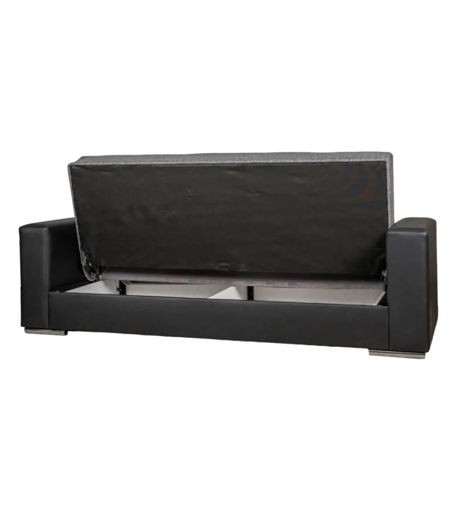Divani-BellaHome Divano letto "padova" 3 posti nero e grigio, 230x93x97 cm