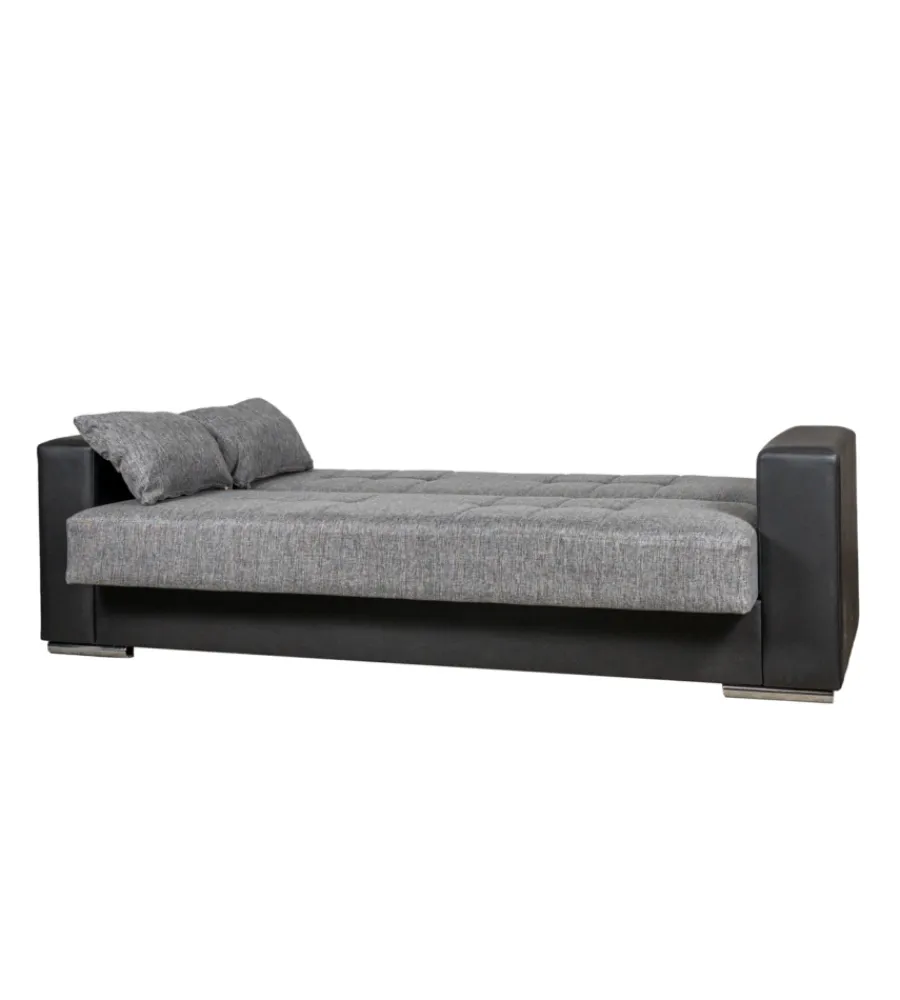 Divani-BellaHome Divano letto "padova" 3 posti nero e grigio, 230x93x97 cm