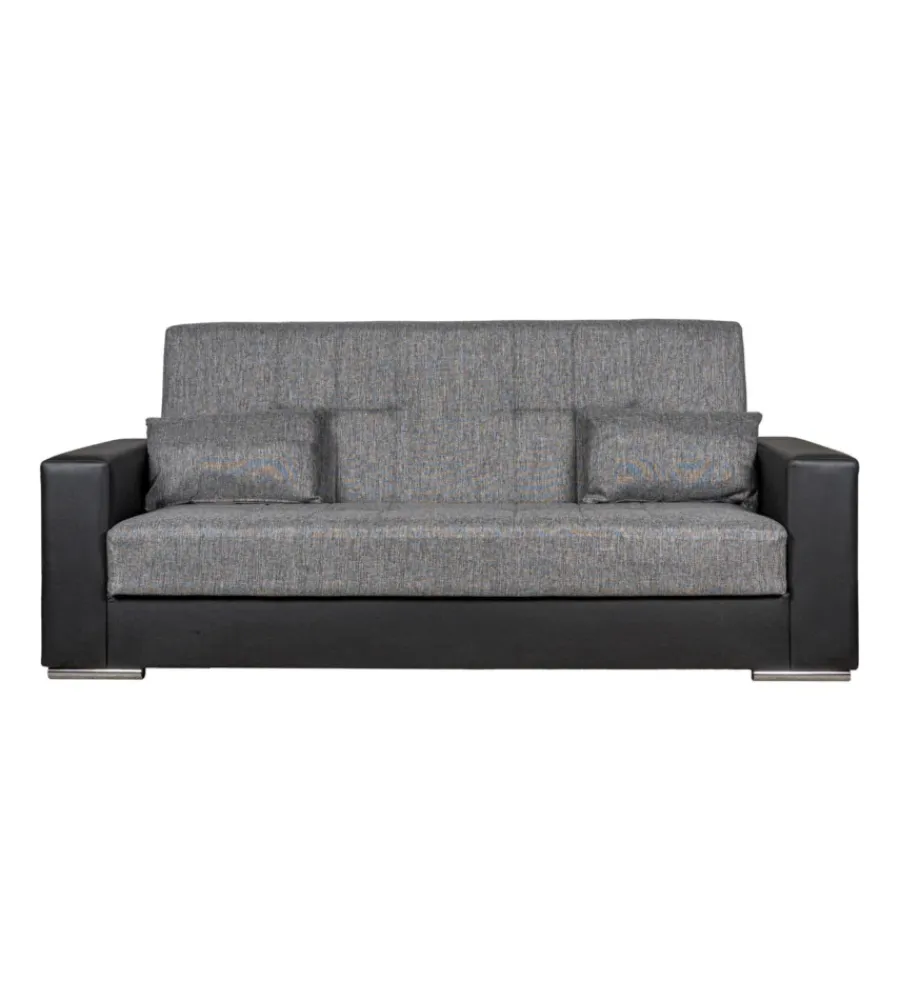 Divani-BellaHome Divano letto "padova" 3 posti nero e grigio, 230x93x97 cm