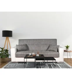 Clearance Divano letto "padova" 3 posti bianco grigio, 230x93x97 cm Divani