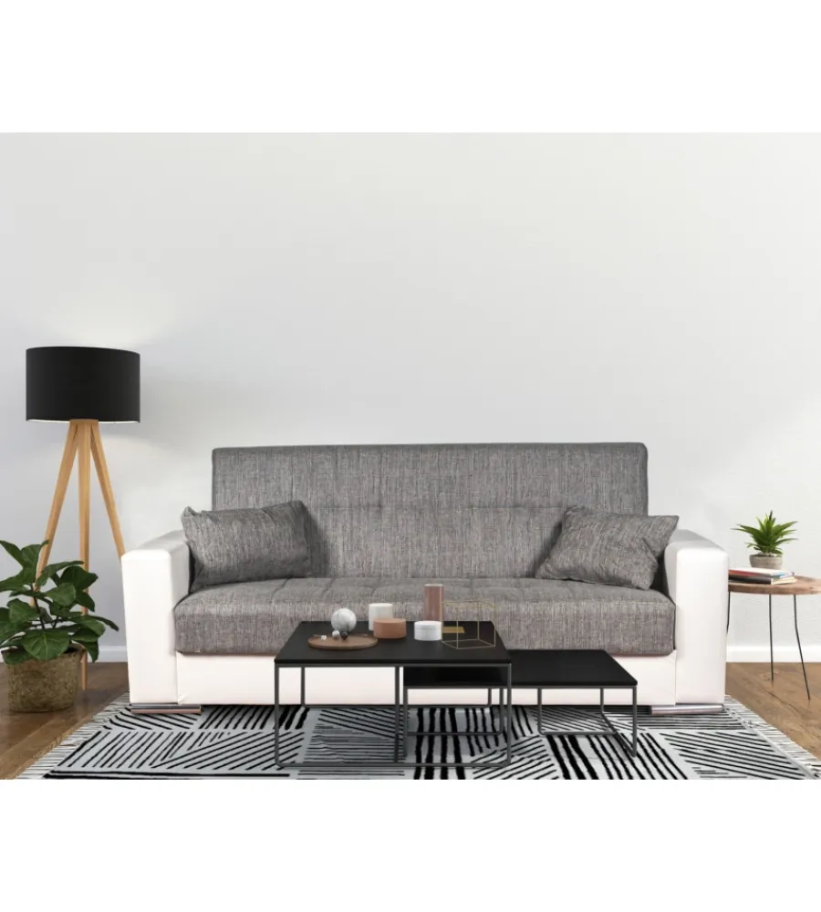 Clearance Divano letto "padova" 3 posti bianco grigio, 230x93x97 cm Divani