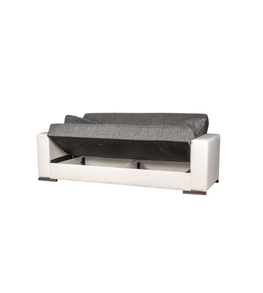 Clearance Divano letto "padova" 3 posti bianco grigio, 230x93x97 cm Divani
