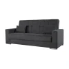 Divani-BellaHome Divano letto "padova" 3 posti tessuto grigio, 230x93x97 cm