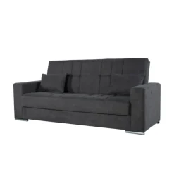 Divani-BellaHome Divano letto "padova" 3 posti tessuto grigio, 230x93x97 cm