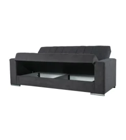 Divani-BellaHome Divano letto "padova" 3 posti tessuto grigio, 230x93x97 cm