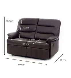 Best Divano "mara" 2 posti in similpelle colore marrone - 140 x 90 x 102h. Divani