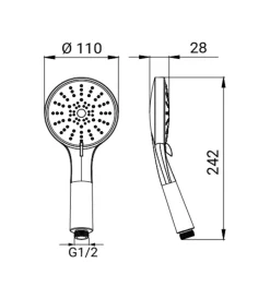 Docce E Accessori|Doccetta "morfeo" 5 getti in abs, ø 11 cm
