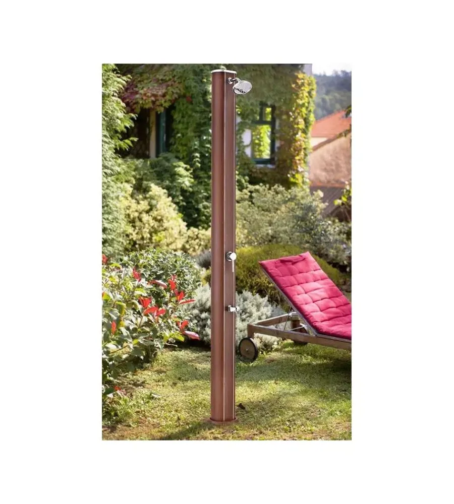 Best Doccia solare per giardino in alluminio effetto legno con lavapiedi 32 l - cod. dsalr32w Piscine
