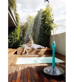 Sale Doccia solare sunny style premium con acqua calda da esterno - azzurra Piscine