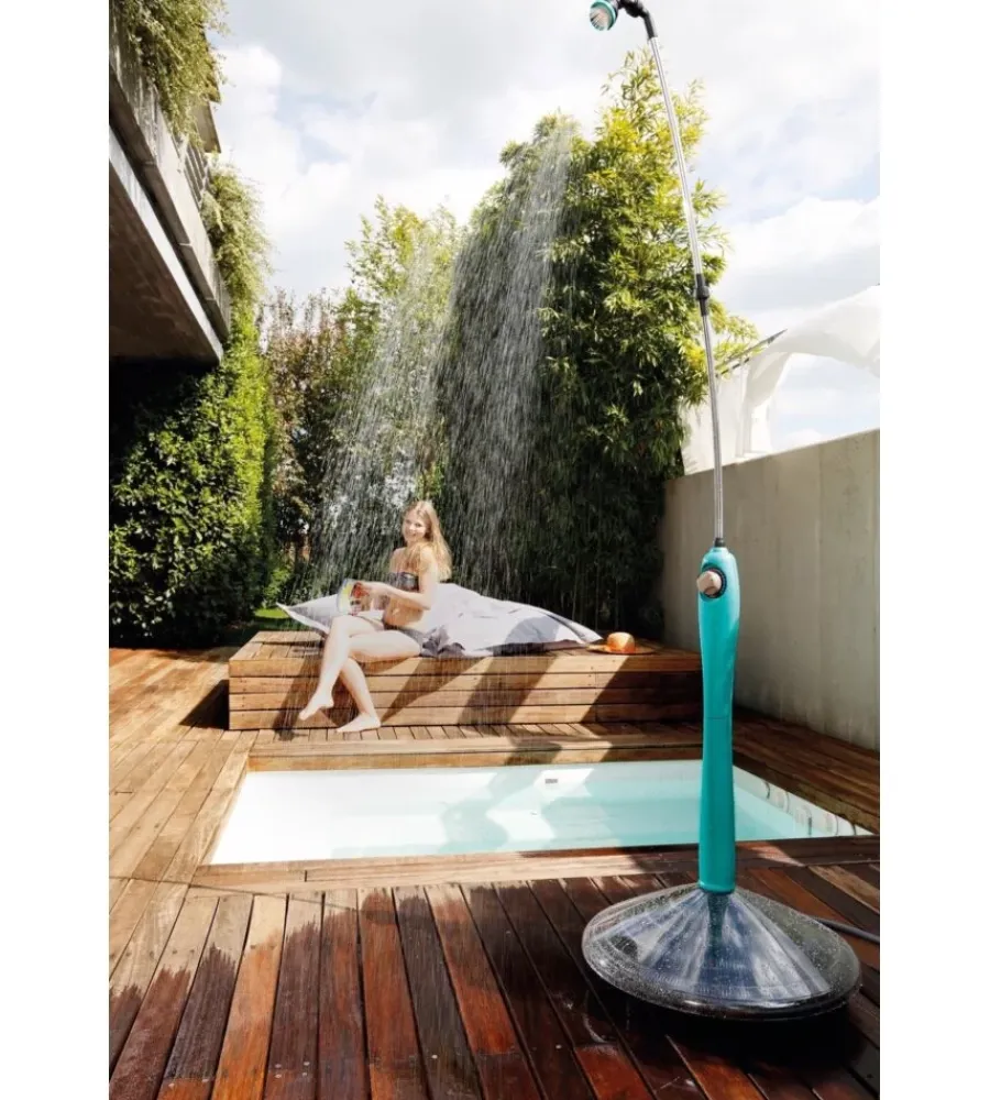 Sale Doccia solare sunny style premium con acqua calda da esterno - azzurra Piscine