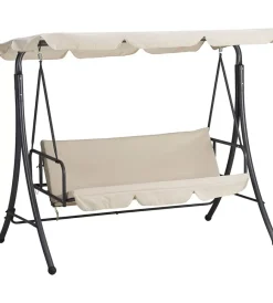 Mobili Da Giardino E Accessori- Dondolo da esterno a 3 posti essenza "bali" in acciaio e poliestere colore beige 190x120x165 cm