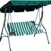 Mobili Da Giardino E Accessori- Dondolo da esterno a 3 posti essenza in acciaio e poliestere fantasia righe verdi 170x113x156 cm