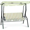 Mobili Da Giardino E Accessori- Dondolo da esterno a 3 posti essenza in acciaio e poliestere fantasia righe beige 170x113x156 cm
