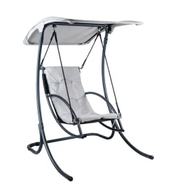 Outlet Dondolo da esterno singolo "panorama" in acciaio con tettuccio grigio 133x140x167 cm Mobili Da Giardino E Accessori