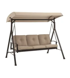 New Dondolo da giardino 3 posti in acciaio e textilene beige 210x112x180 cm Mobili Da Giardino E Accessori