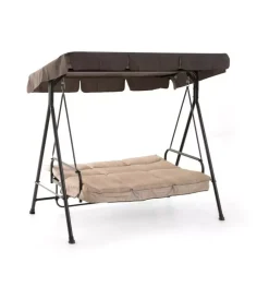 Outlet Dondolo da giardino 3 posti "gran madagascar" con funzione letto, colore marrone - 182x120x160 cm Mobili Da Giardino E Accessori