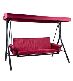 Mobili Da Giardino E Accessori-EuroGarden Dondolo da giardino 3 posti "red passion" in acciaio e poliestere burgundy 240x130x182 cm