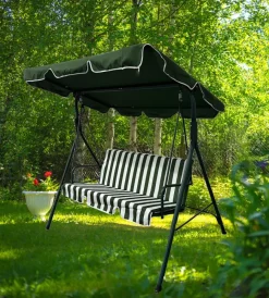 EuroGarden Mobili Da Giardino E Accessori|Dondolo da giardino 3 posti "stripes" fantasia righe verdi 172x112x152 cm