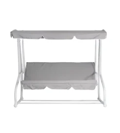 Outlet Dondolo da giardino solaria bianco e grigio chiaro 3 posti 200x125x166 cm Mobili Da Giardino E Accessori