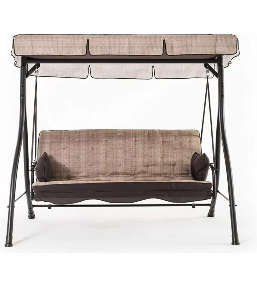 Mobili Da Giardino E Accessori- Dondolo "zanzibar" tre posti con struttura in metallo di colore beige.