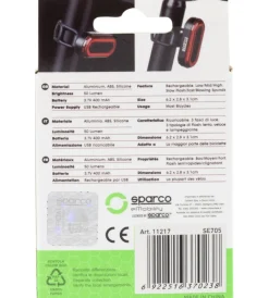 Outlet Fanalino posteriore per bicicletta in alluminio e silicone, 3 modalita' di illuminazione Bici