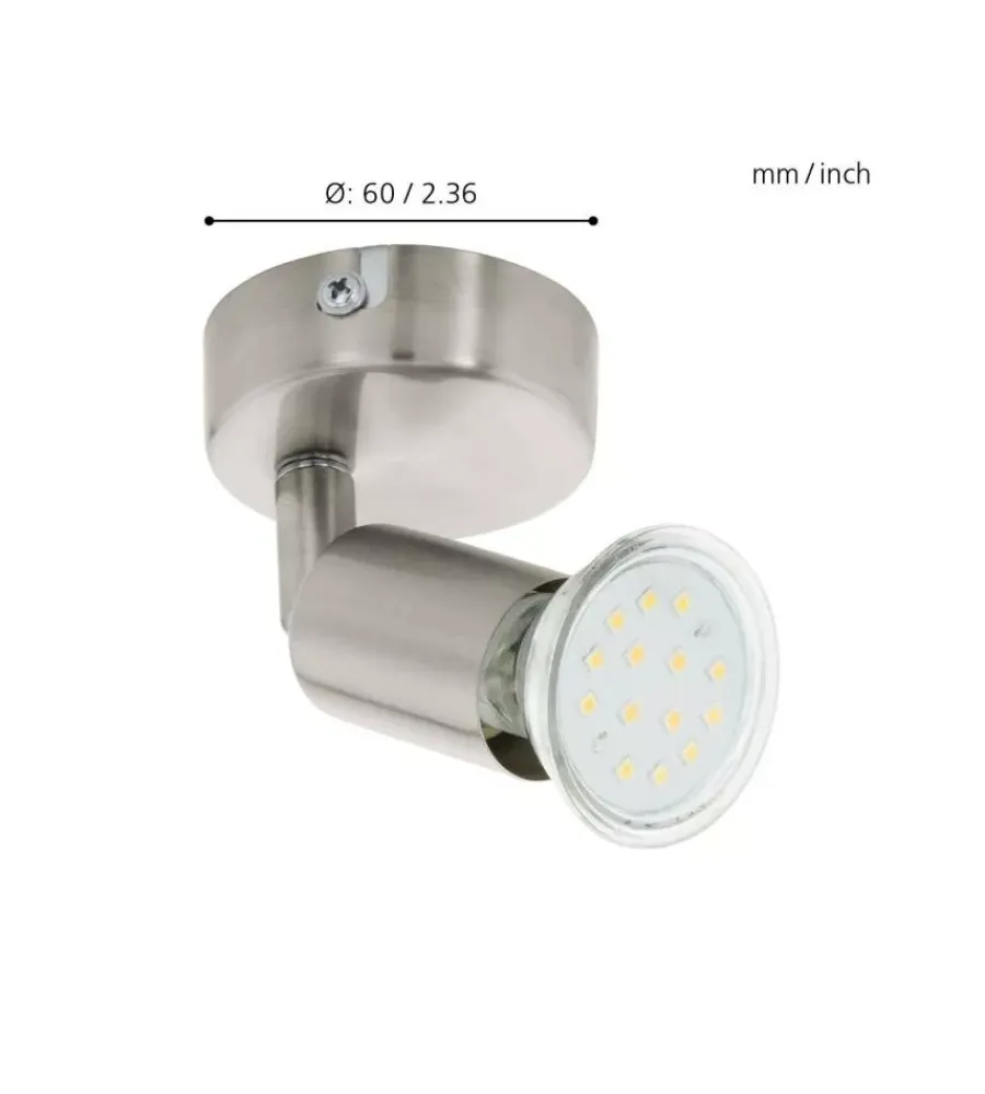 Eglo Illuminazione Per Interno|Faretto a parete da interno "buzz led" grigio 3000k