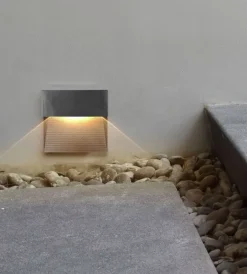 Illuminazione Per Esterno- Faretto led segnapasso a plafone da esterno quadrato vtac nero 3000k