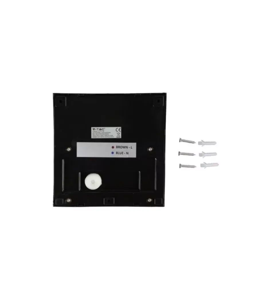 Illuminazione Per Esterno- Faretto led segnapasso a plafone da esterno quadrato vtac nero 3000k