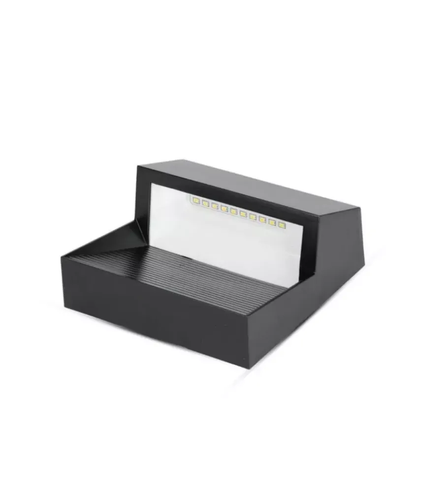 Illuminazione Per Esterno- Faretto led segnapasso a plafone da esterno quadrato vtac nero 3000k