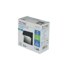 Illuminazione Per Esterno- Faretto led segnapasso a plafone da esterno quadrato vtac nero 3000k