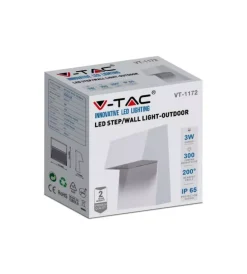 Illuminazione Per Esterno- Faretto led segnapasso a plafone da esterno quadrato vtac bianco 3000k