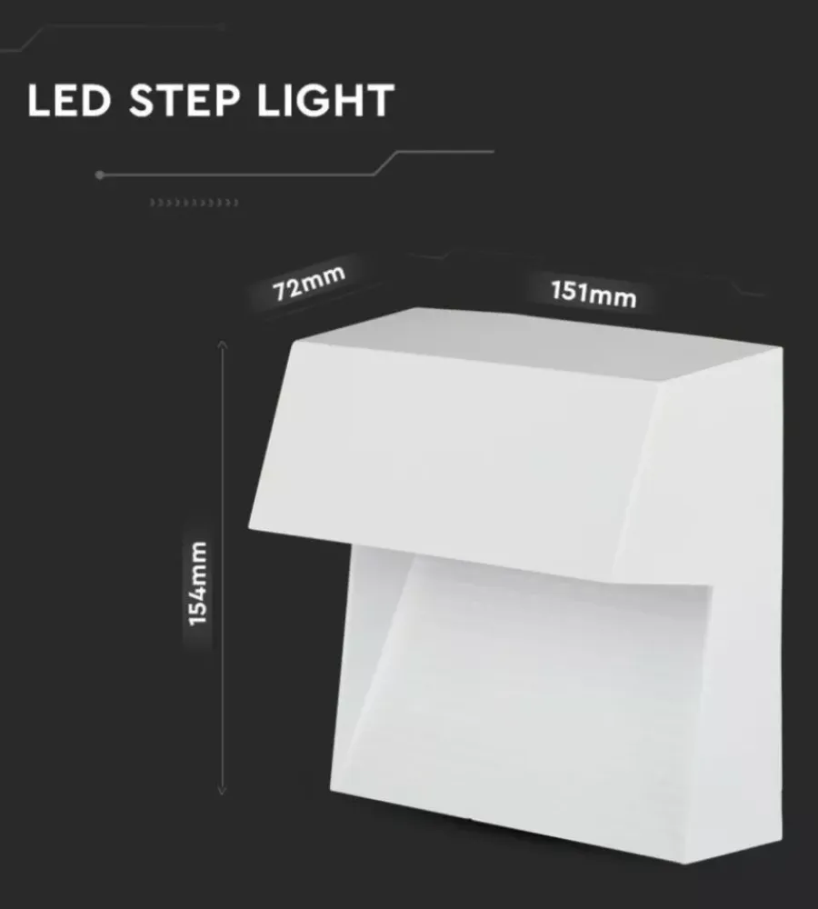 Illuminazione Per Esterno- Faretto led segnapasso a plafone da esterno quadrato vtac bianco 3000k