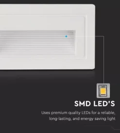Illuminazione Per Esterno|Faretto led segnapasso ad incasso da esterno rettangolare vtac bianco 3000k