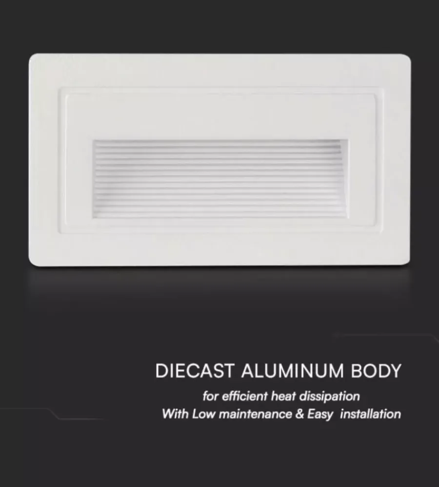 Illuminazione Per Esterno|Faretto led segnapasso ad incasso da esterno rettangolare vtac bianco 3000k